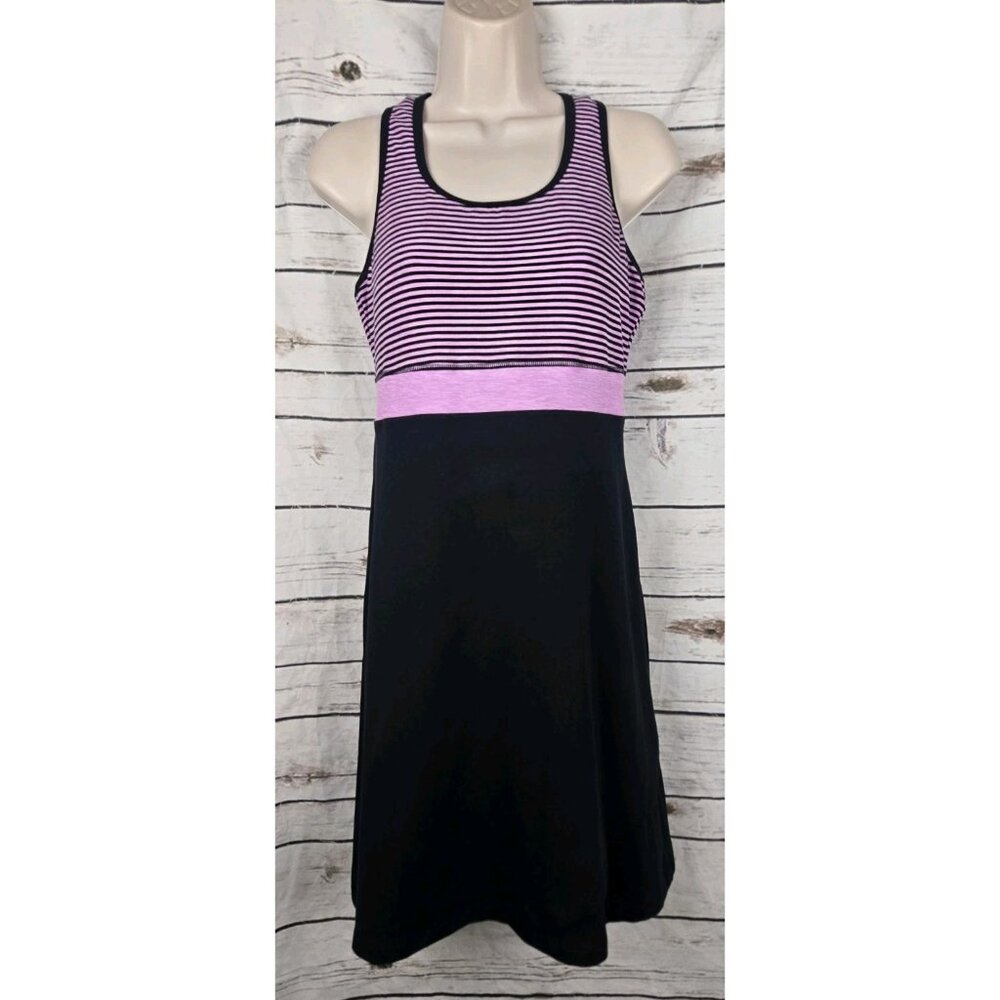 Title Nine Pink Black Striped Dress M Buttah Lt Racer Back Golf Outdoor